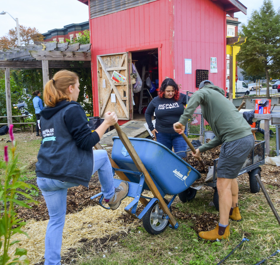 Fellows and staff at community garden