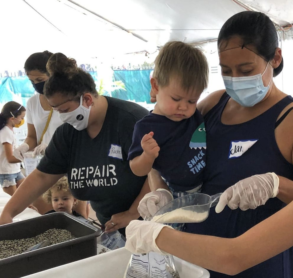 Families with young children package food